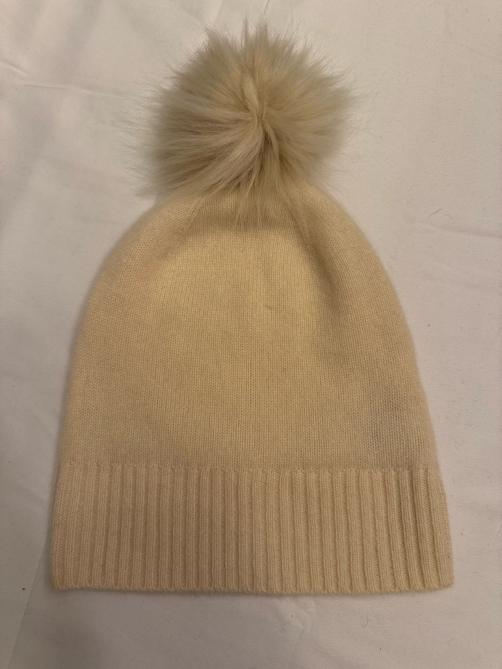Women's Cream Knit Pom-Pom Beanie Hat